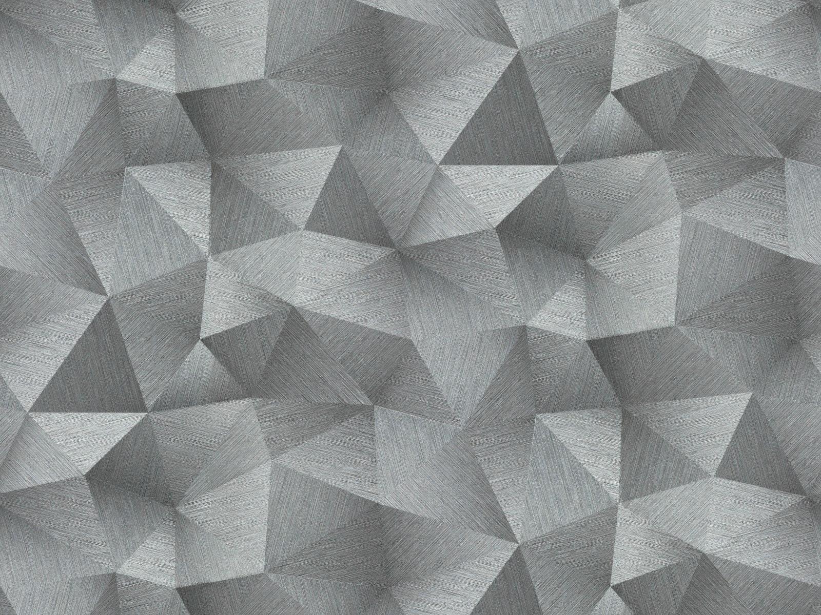 3D šedá tapeta v dizajne DIAMOND vytvára ilúziu premeny vo veľkolepom grafickom lesklom efekte, ER-601476