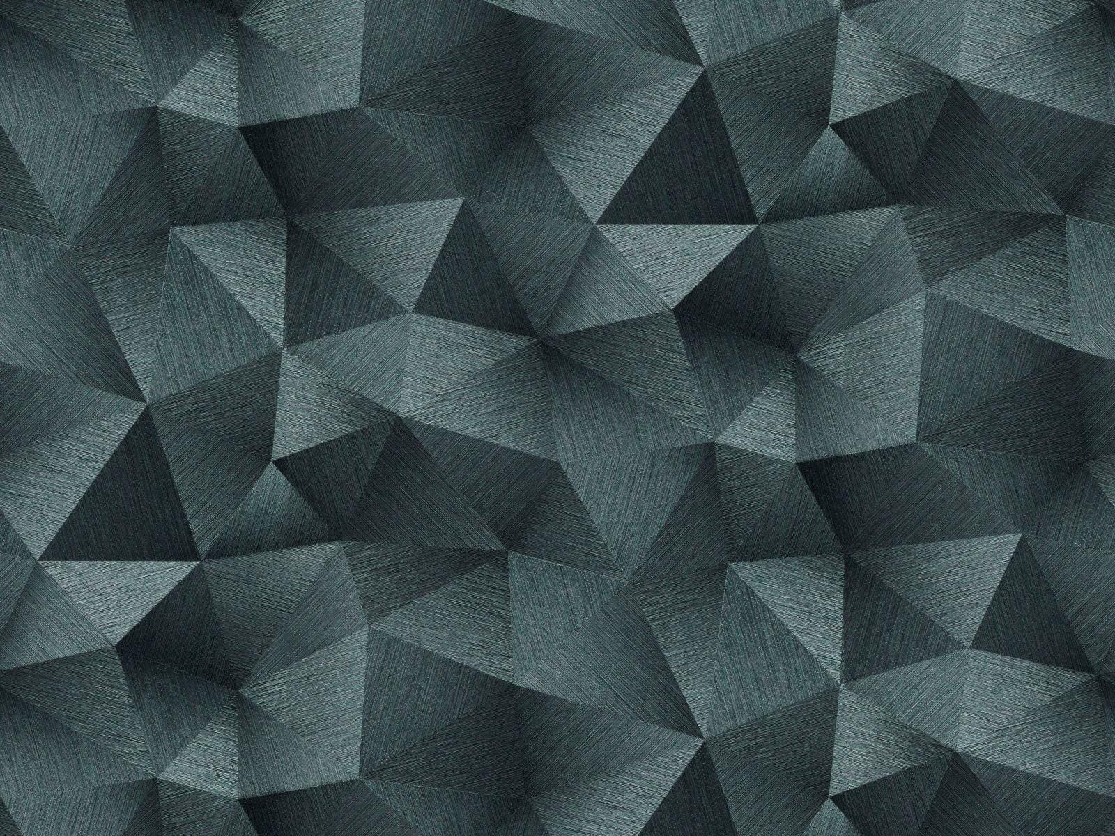 3D petrolejová tapeta v dizajne DIAMOND vytvára ilúziu premeny vo veľkolepom grafickom lesklom efekte, ER-601478
