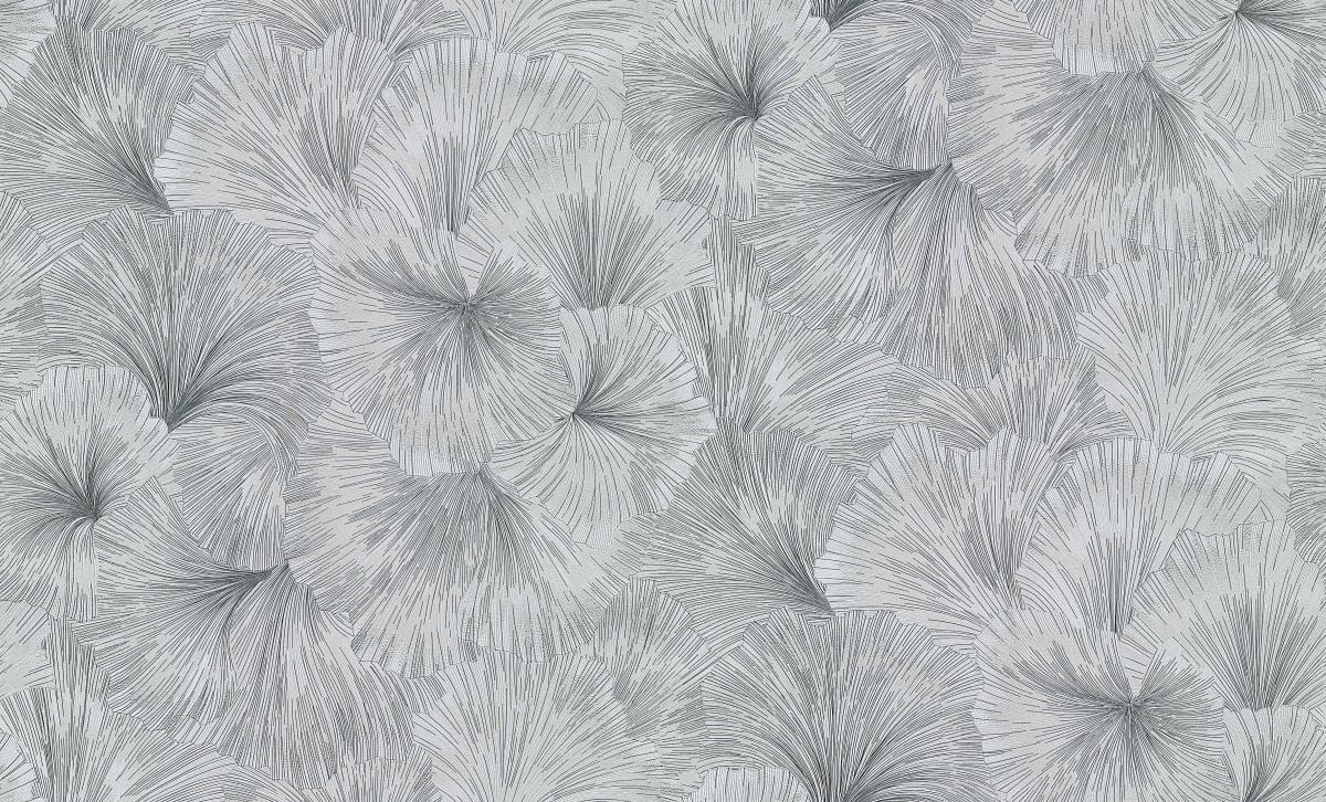 Luxusná tapeta s veľkolepým kvetinovým efektom v šedej farbe s podmanivým leskom, ER-602019