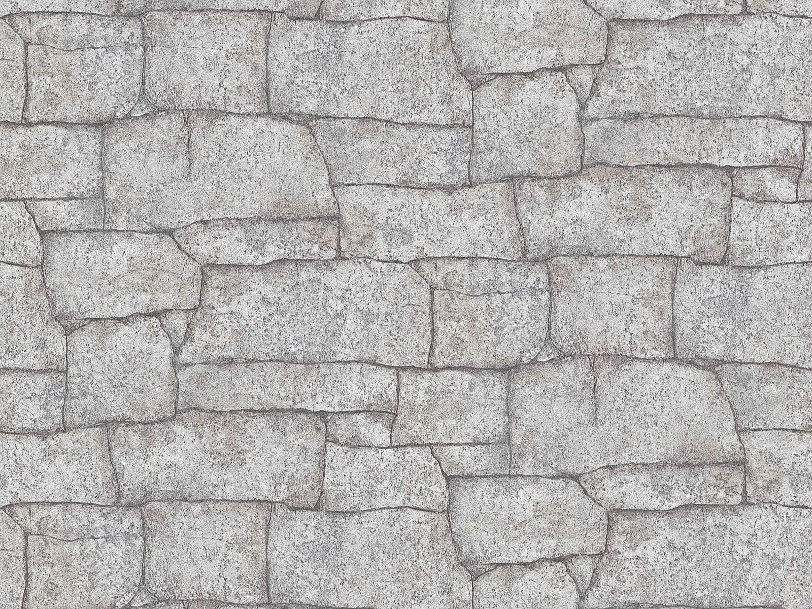 Vliesová tapeta s imitáciou bielo-šedej kamennej steny, ER-601694