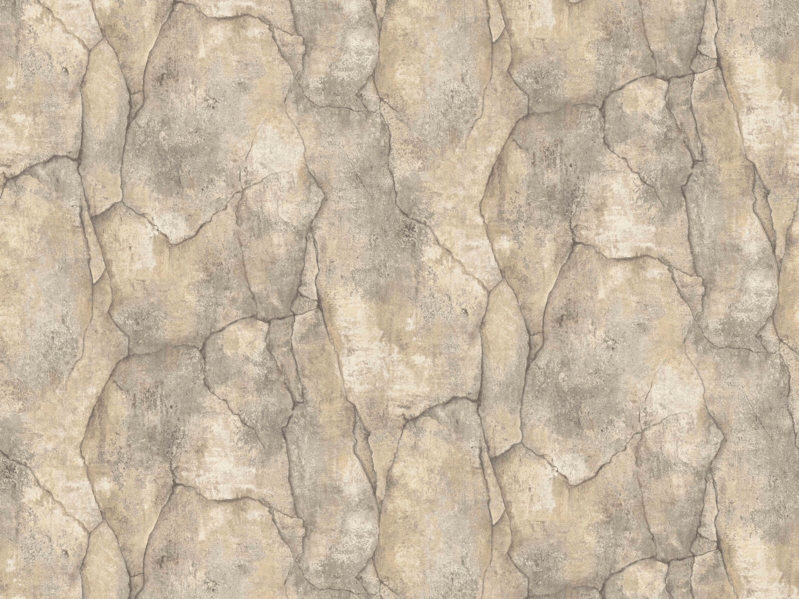 Vliesová tapeta s trendy imitáciou skalnej steny s prasklinami vo svetlohnedej farbe, ER-601553
