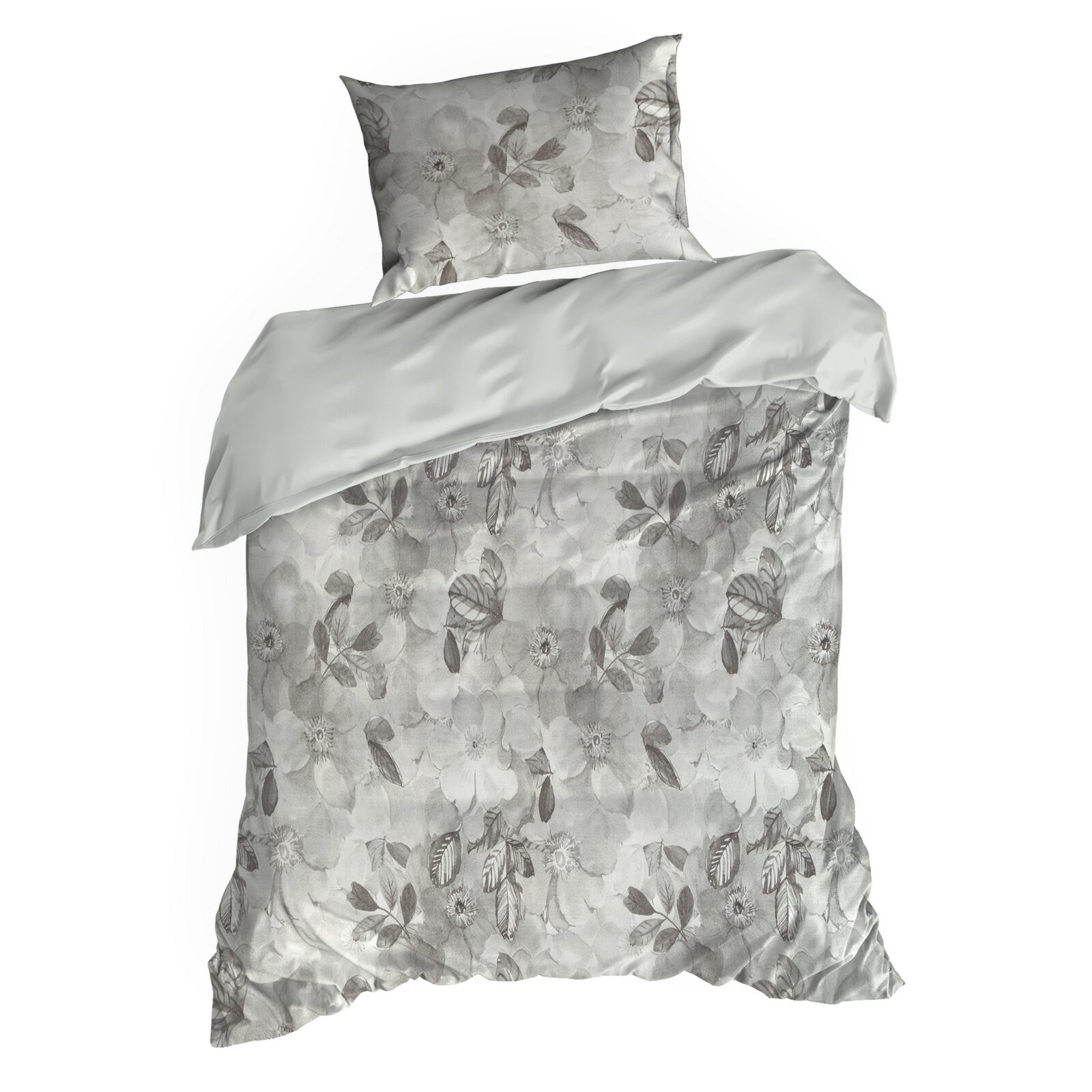 Obliečky na posteľ sprírodným vzorom zo saténovej bavlny - Nelly 3, prikrývka 140 x 200 cm + vankúš 70 x 90 cm