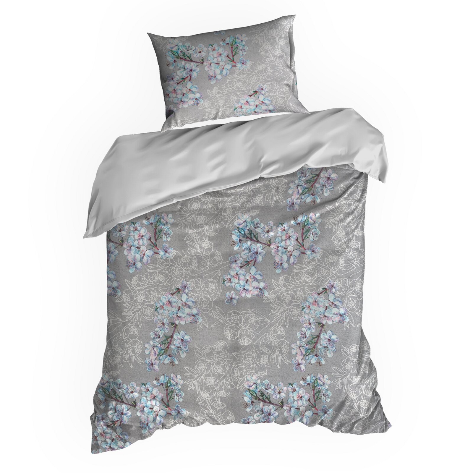 Obliečky na posteľ sprírodným vzorom zo saténovej bavlny - Nelly 5, prikrývka 140 x 200 cm + vankúš 70 x 90 cm