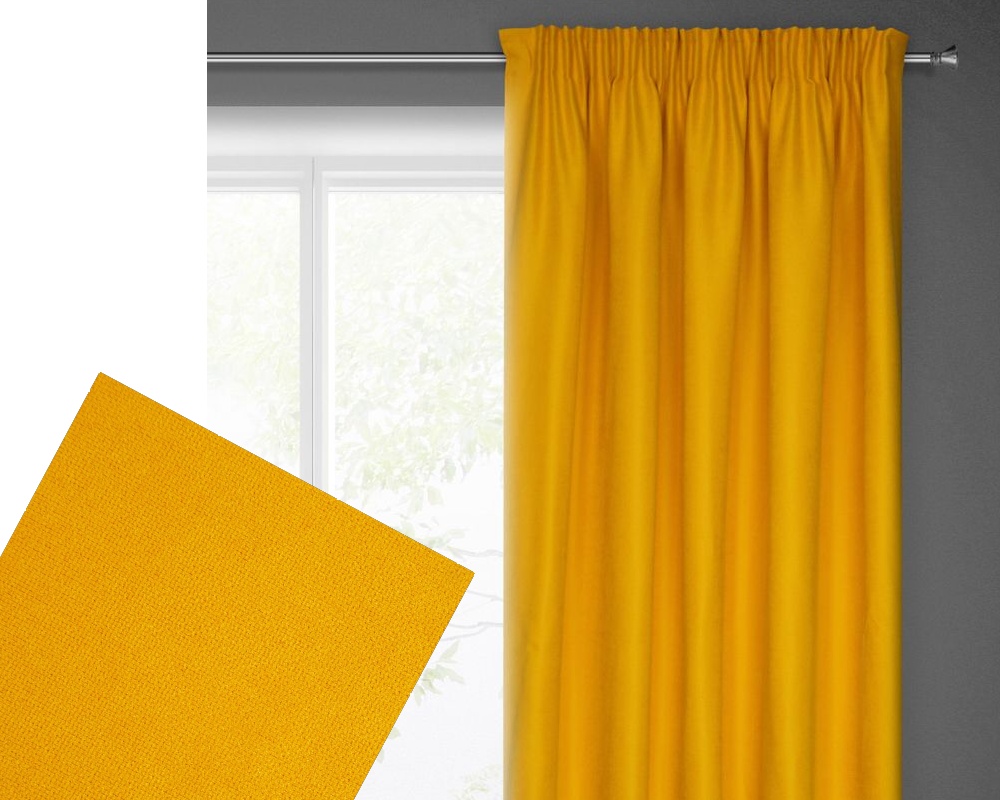 Zatemňovací záves s riasiacou páskou - Ada, žltý 140 x 270 cm