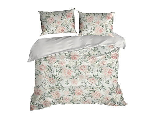Obliečky na posteľ so vzorom kvetov zo saténovej bavlny - Spring 13, prikrývka 160 x 200 cm + 2x vankúš 70 x 80 cm