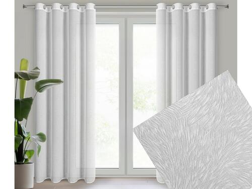 Hotová záclona s krúžkami - Tulsa, biela čiarová textúra 140 x 250 cm
