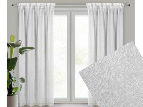 Hotová záclona Tulsa s riasacou páskou - biela čiarová textúra 140 x 270 cm