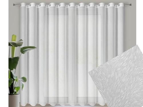 Hotová záclona s krúžkami - Tulsa, biela čiarová textúra 350 x 250 cm