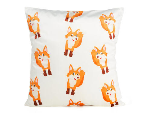 Detská, zamatová obliečka na vankúš - Kids 9B, oranžové líšky v bielom 45 x 45 cm