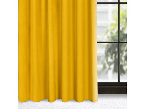 Zamatový záves s riasiacou páskou - Madlen, žltý 140 x 300 cm