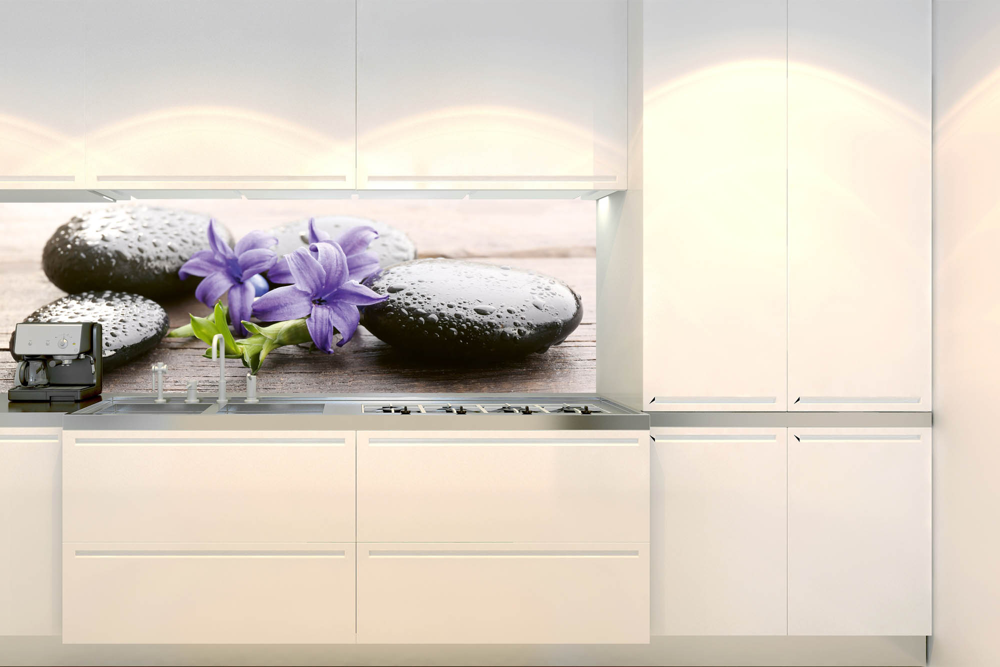 Fototapeta do kuchyne KI-180-173 Kamene a kvety 60 x 180 cm