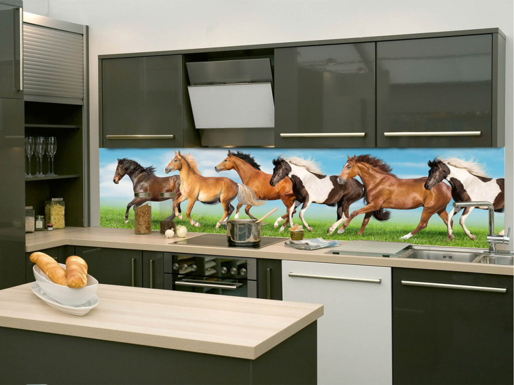 Fototapeta do kuchyne KI-260-111 Stádo koní 60 x 260 cm