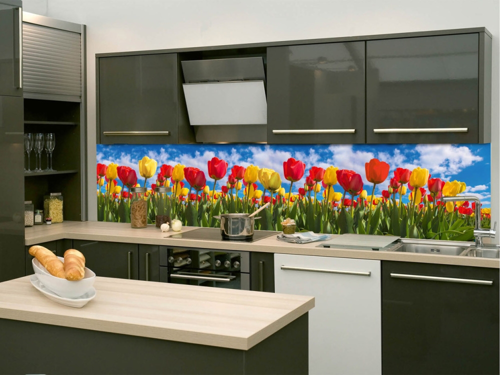 Fototapeta do kuchyne KI-260-131 Pole tulipánov 60 x 260 cm