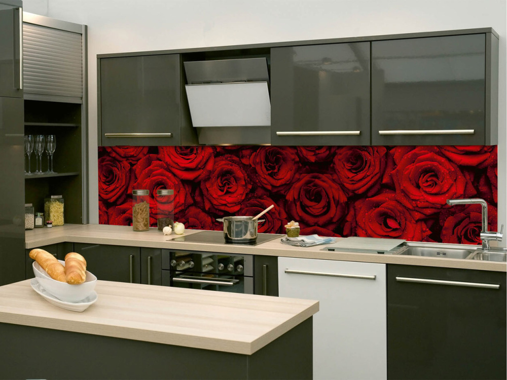 Fototapeta do kuchyne KI-260-132 Červené ruže 60 x 260 cm