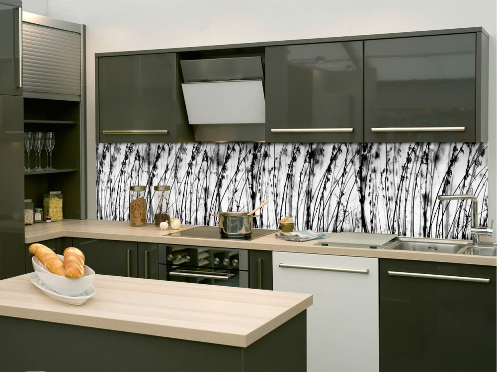 Fototapeta do kuchyne KI-260-137 Čiernobiela tráva 60 x 260 cm