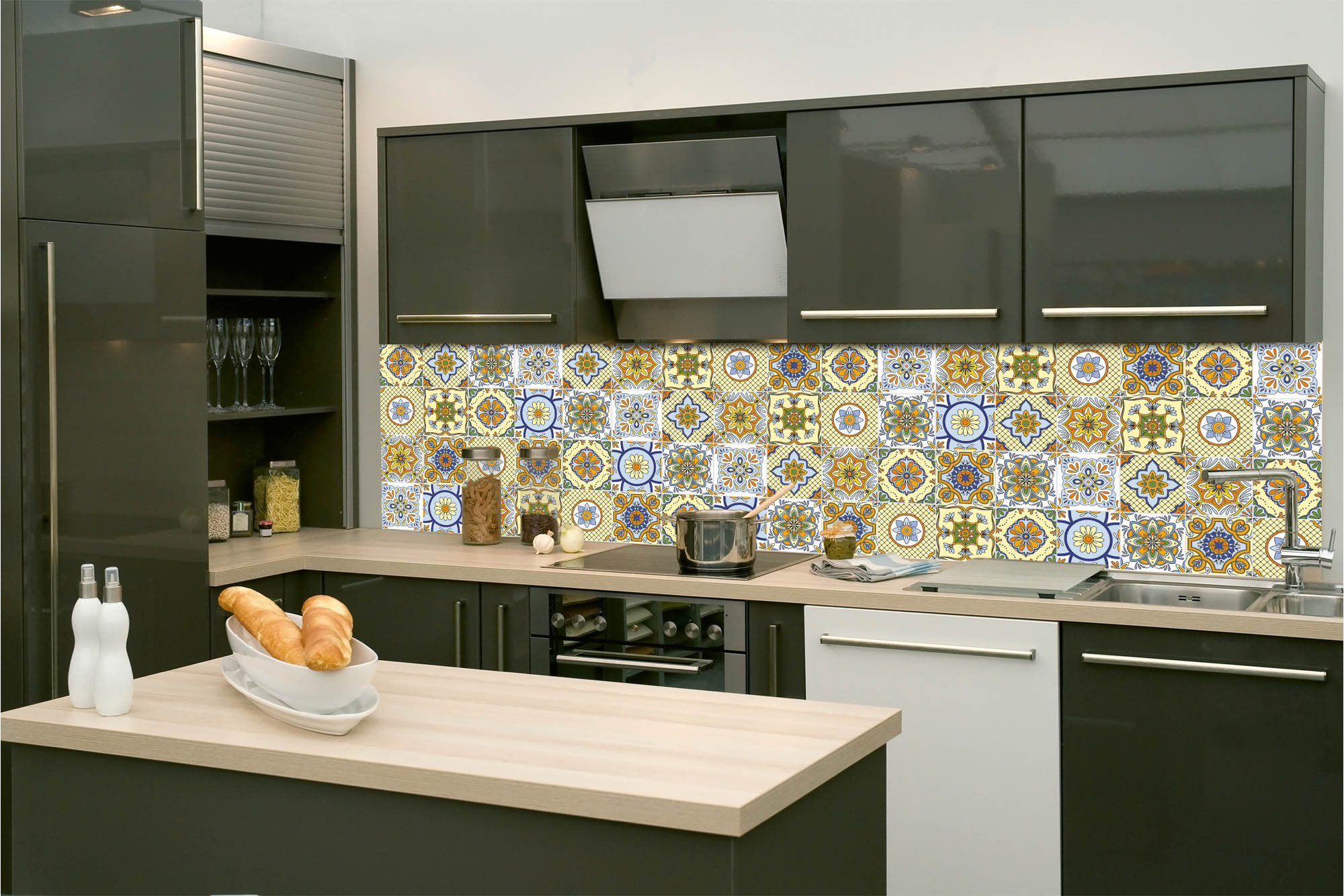 Fototapeta do kuchyne KI-260-164 Retro mozaika 60 x 260 cm