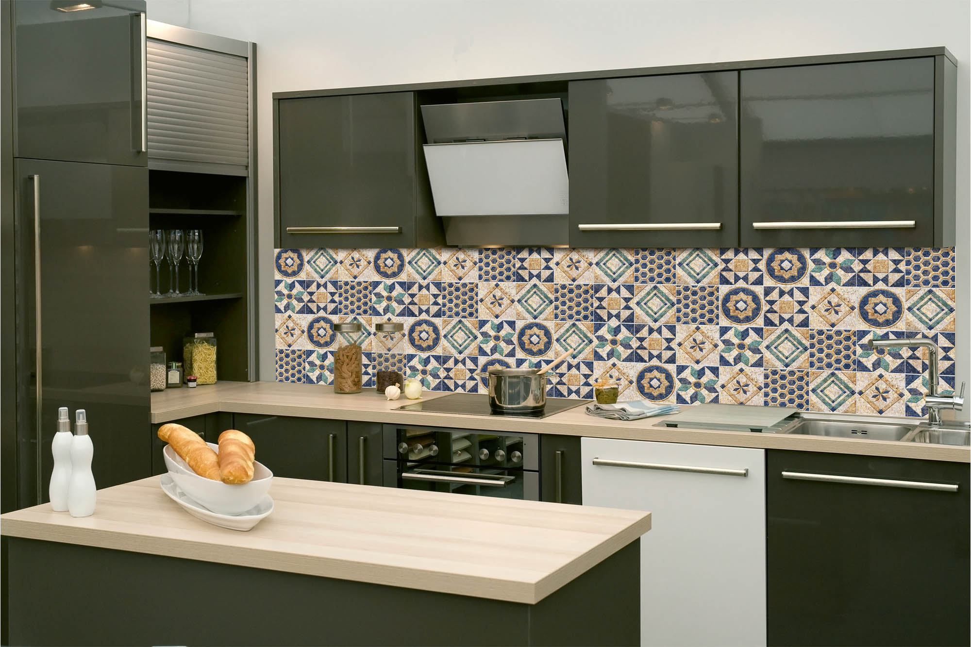 Fototapeta do kuchyne KI-260-165 Geometrická mozaika 60 x 260 cm