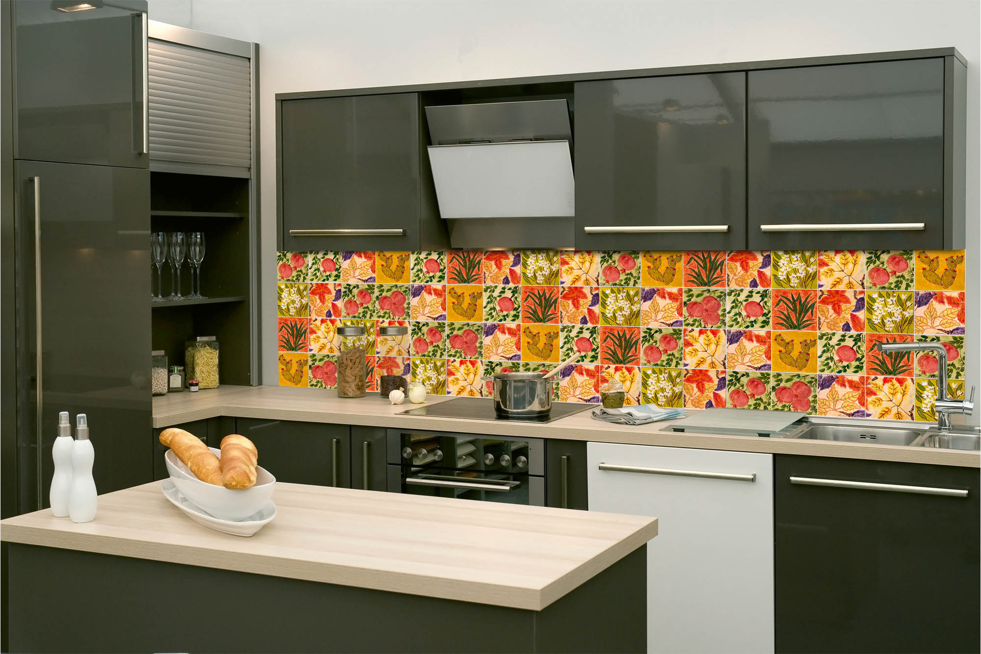 Fototapeta do kuchyne KI-260-166 Mozaika rastlín 60 x 260 cm