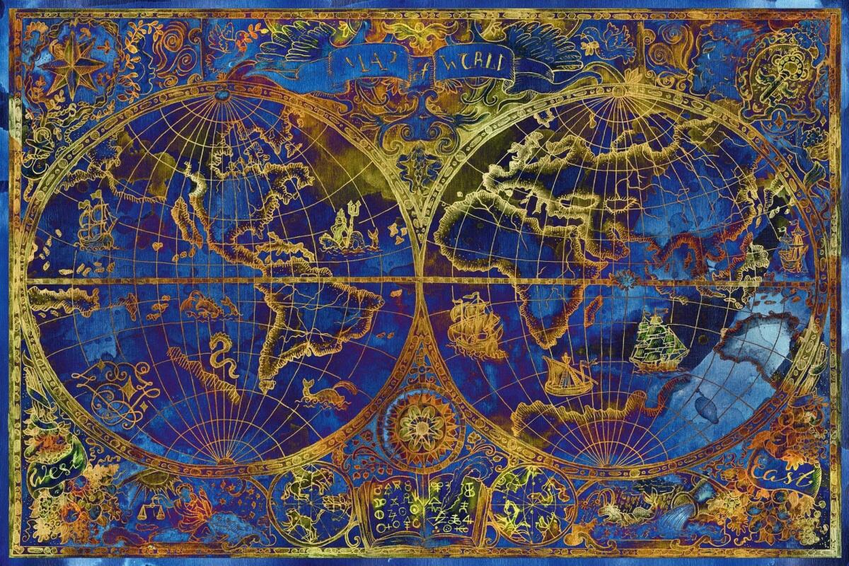 Fototapeta MS-5-1502 Modrá mapa ilustračná 375 x 250 cm
