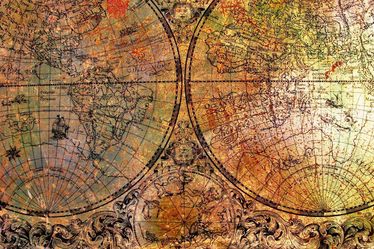 Fototapeta MS-5-1537 Hrdzavá stará mapa 375 x 250 cm