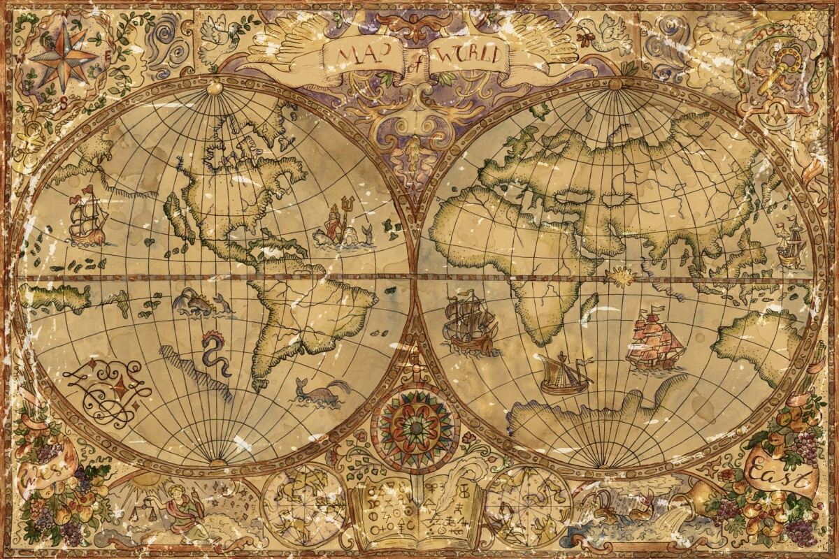 Fototapeta MS-5-1558 Vintage atlasová mapa 375 x 250 cm