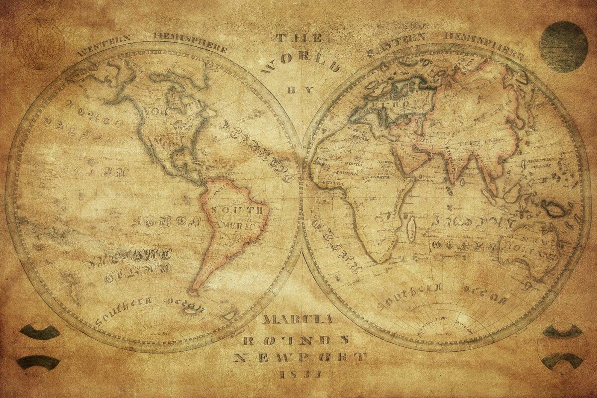 Fototapeta MS-5-1560 Vintage mapa sveta, 375 x 250 cm