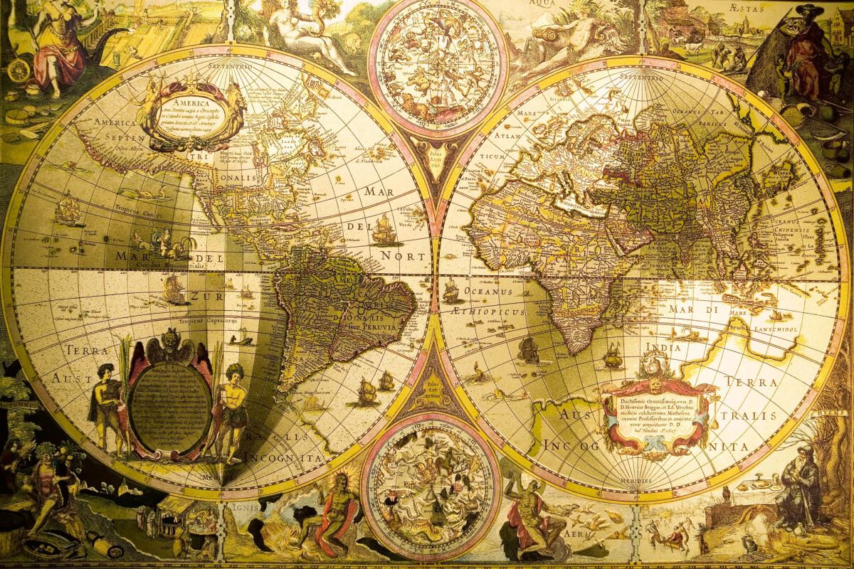 Fototapeta MS-5-1565 Starožitná mapa sveta 375 x 250 cm