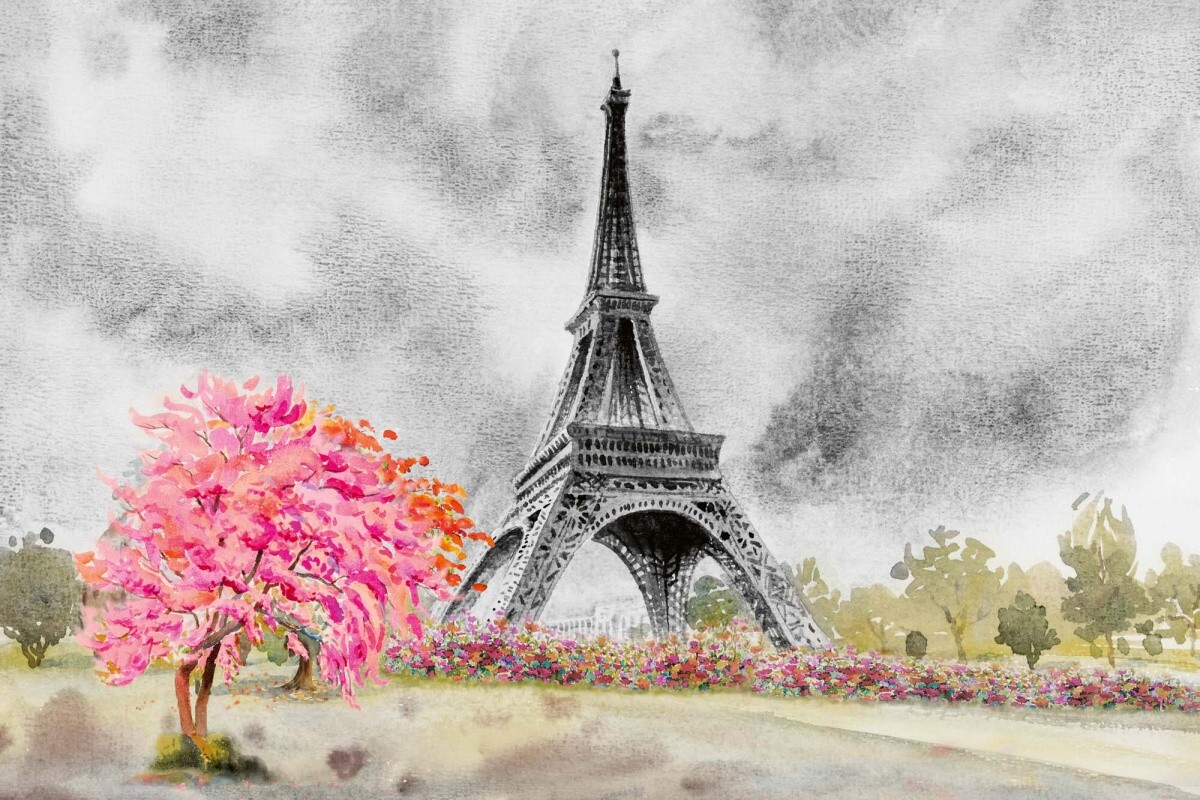 Fototapeta MS-5-2019 Maľba Eiffelovej veže 375 x 250 cm