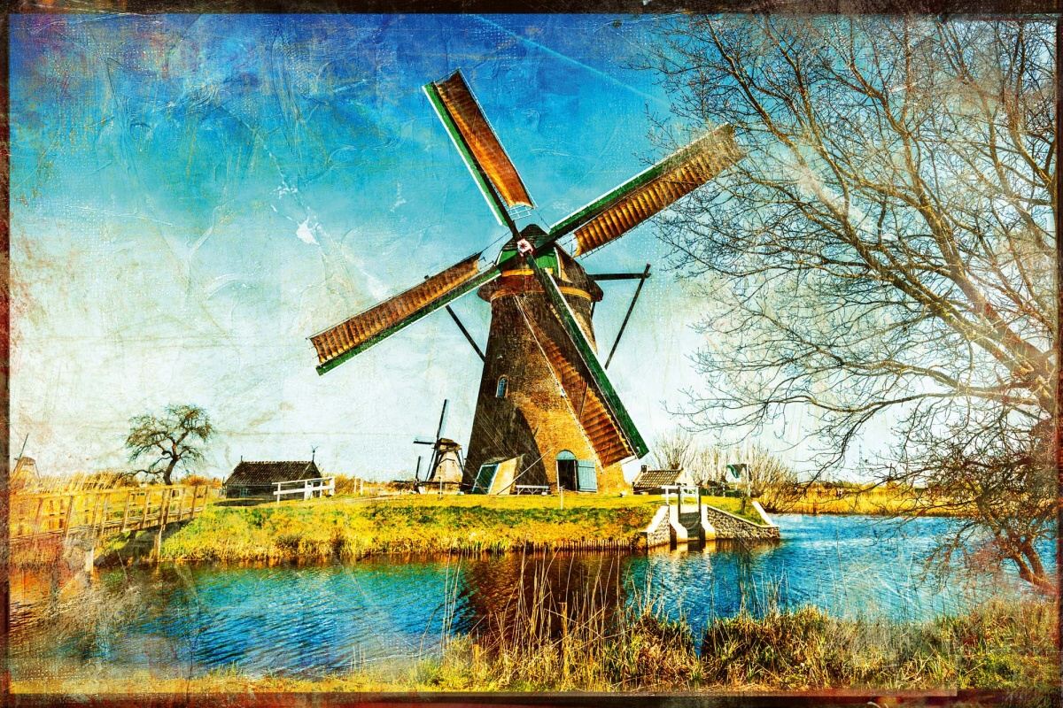 Fototapeta MS-5-2021 Veterné mlyny z Holandska 375 x 250 cm