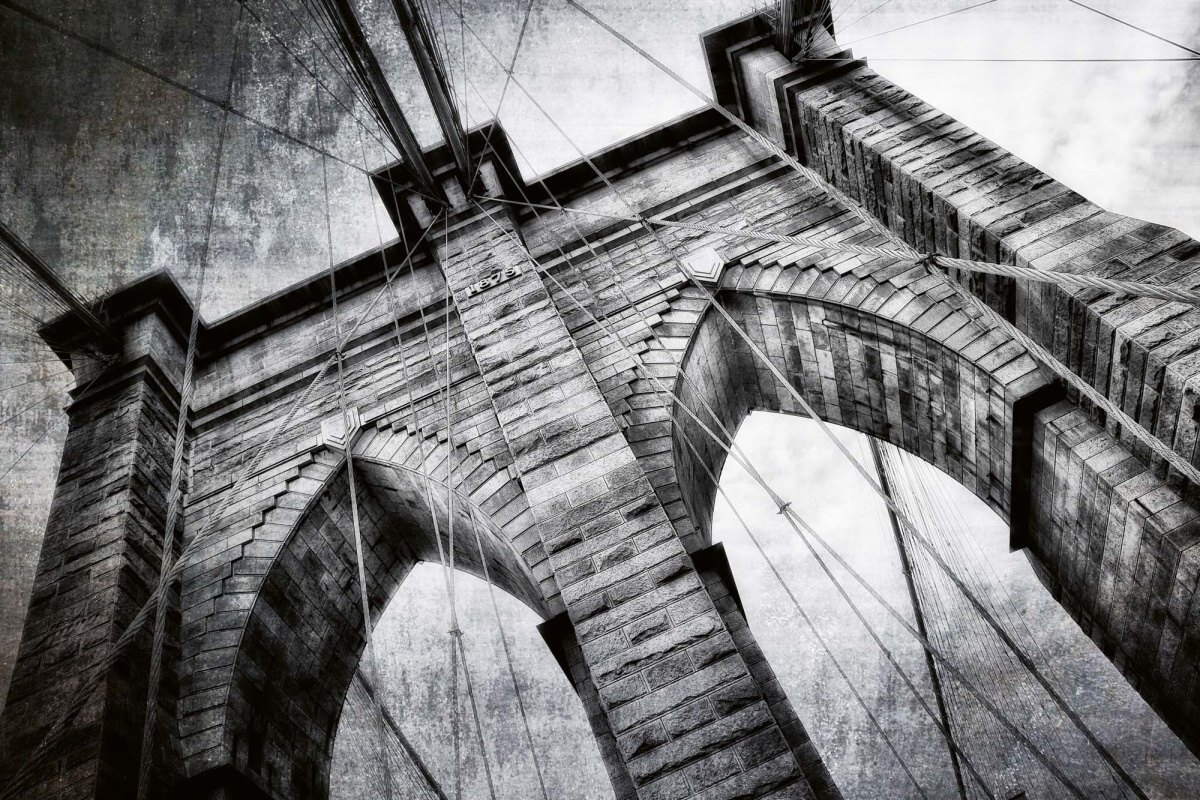 Fototapeta MS-5-3001 Brooklynský most v čiernej a bielej 375 x 250 cm