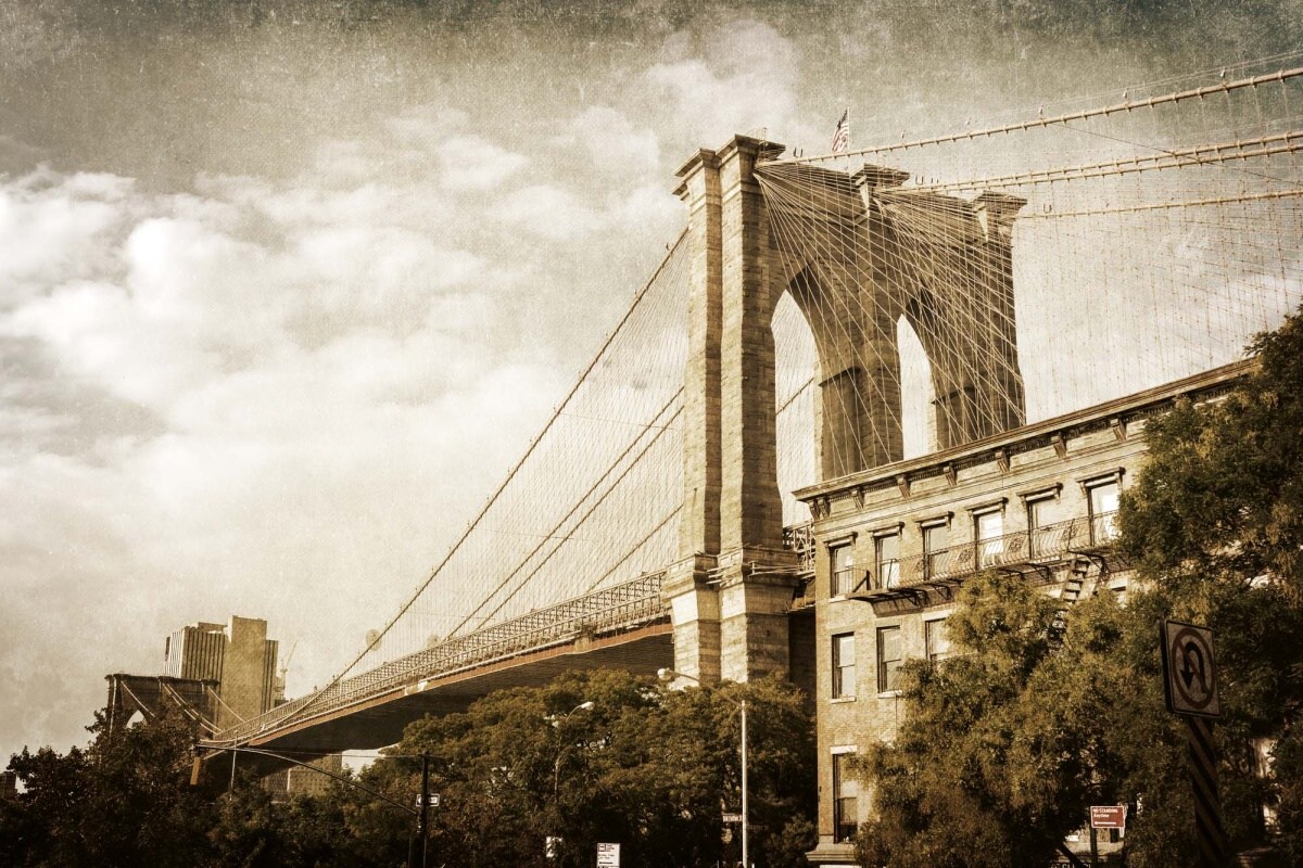 Fototapeta MS-5-3004 Brooklynský most vo vintage štýle 375 x 250 cm