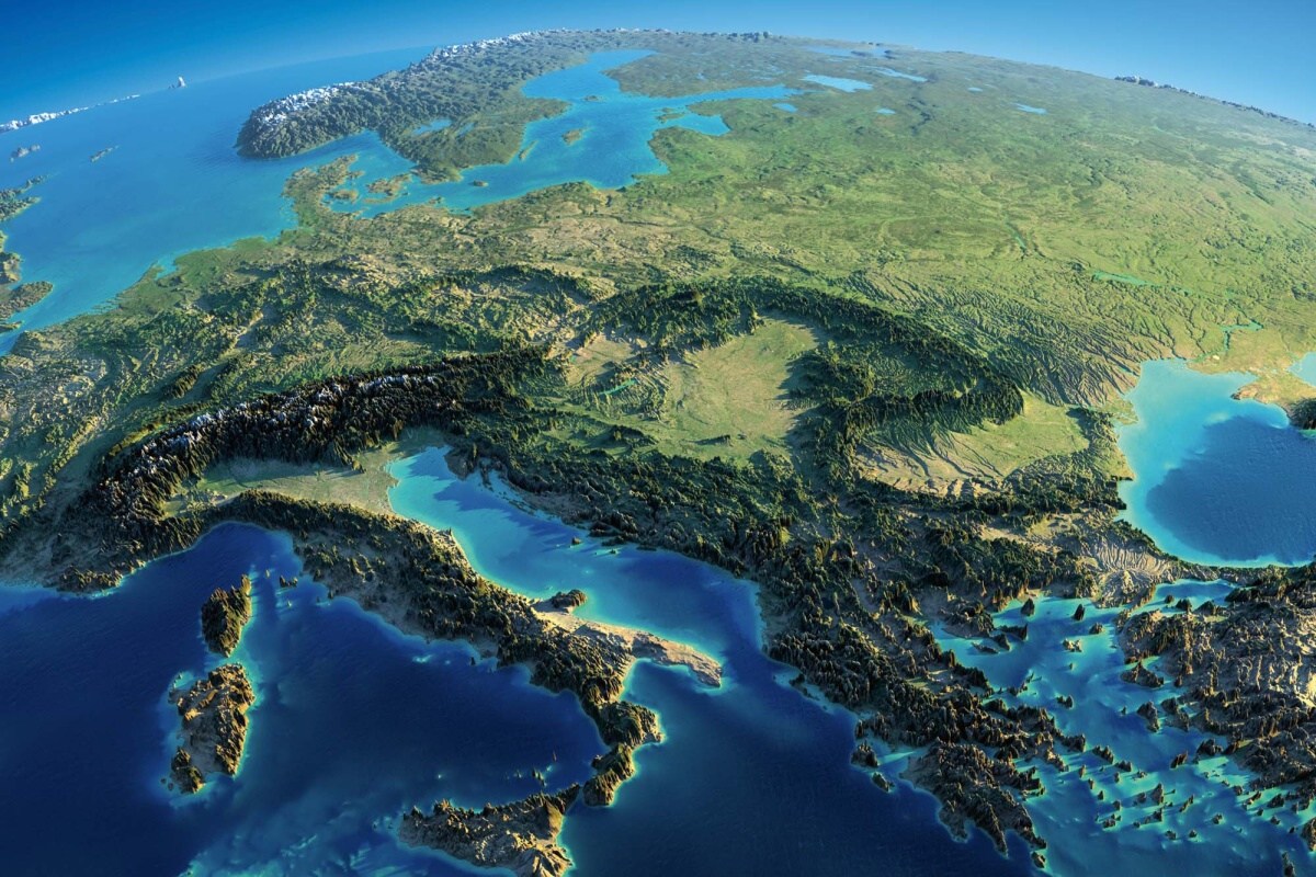 Fototapeta MS-5-1792 3D mapa Európy 375 x 250 cm
