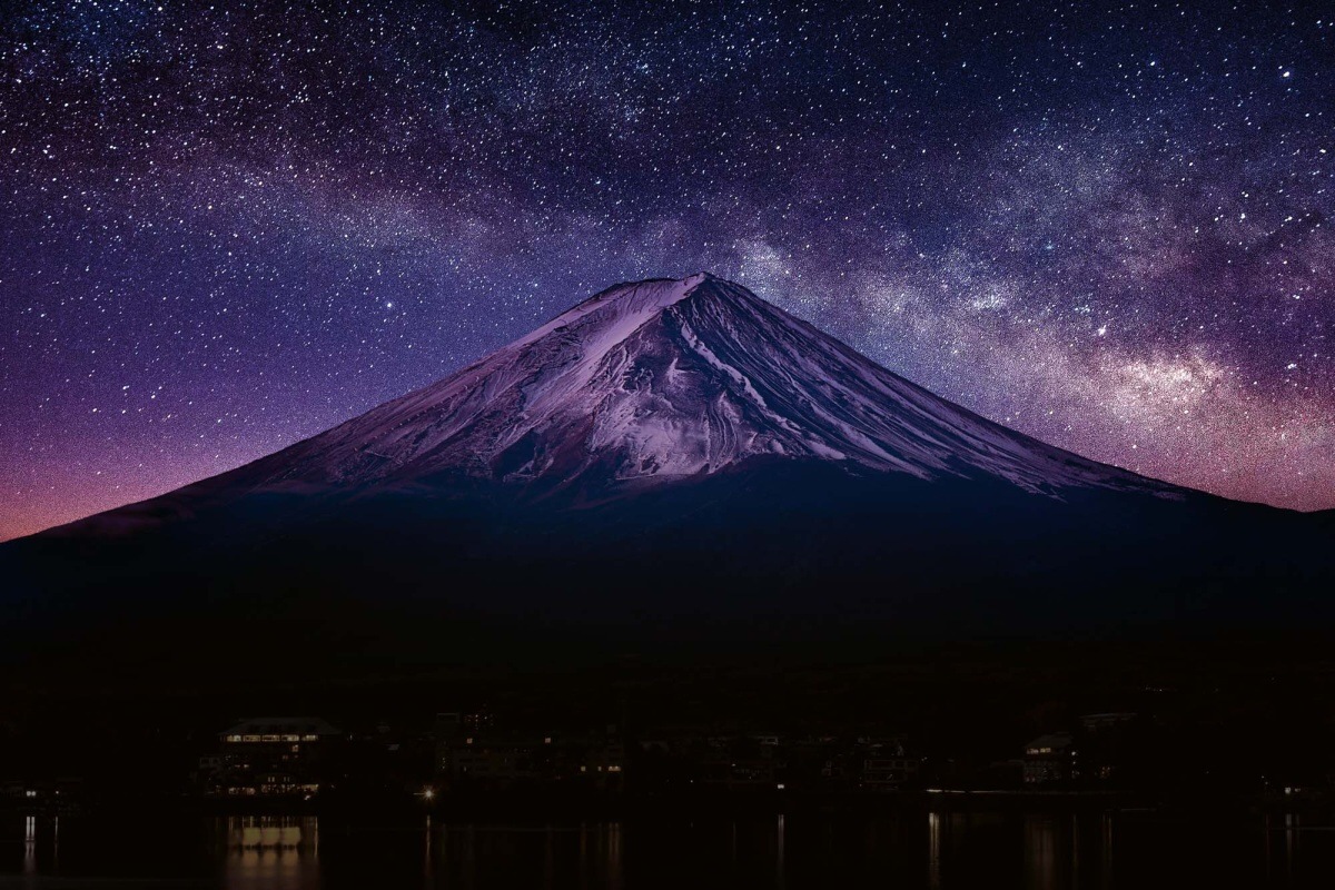 Fototapeta MS-5-1949 Hora Fuji v noci 375 x 250 cm