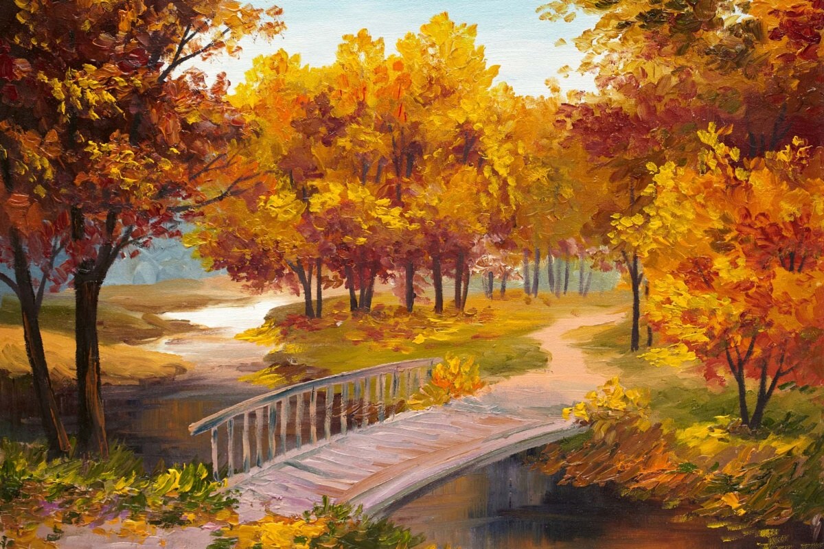 Fototapeta MS-5-2035 Jesenný les s riekou 375 x 250 cm