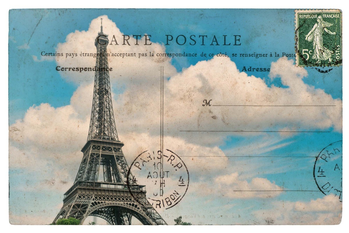 Fototapeta MS-5-2080 Starožitná francúzska pohľadnica 375 x 250 cm