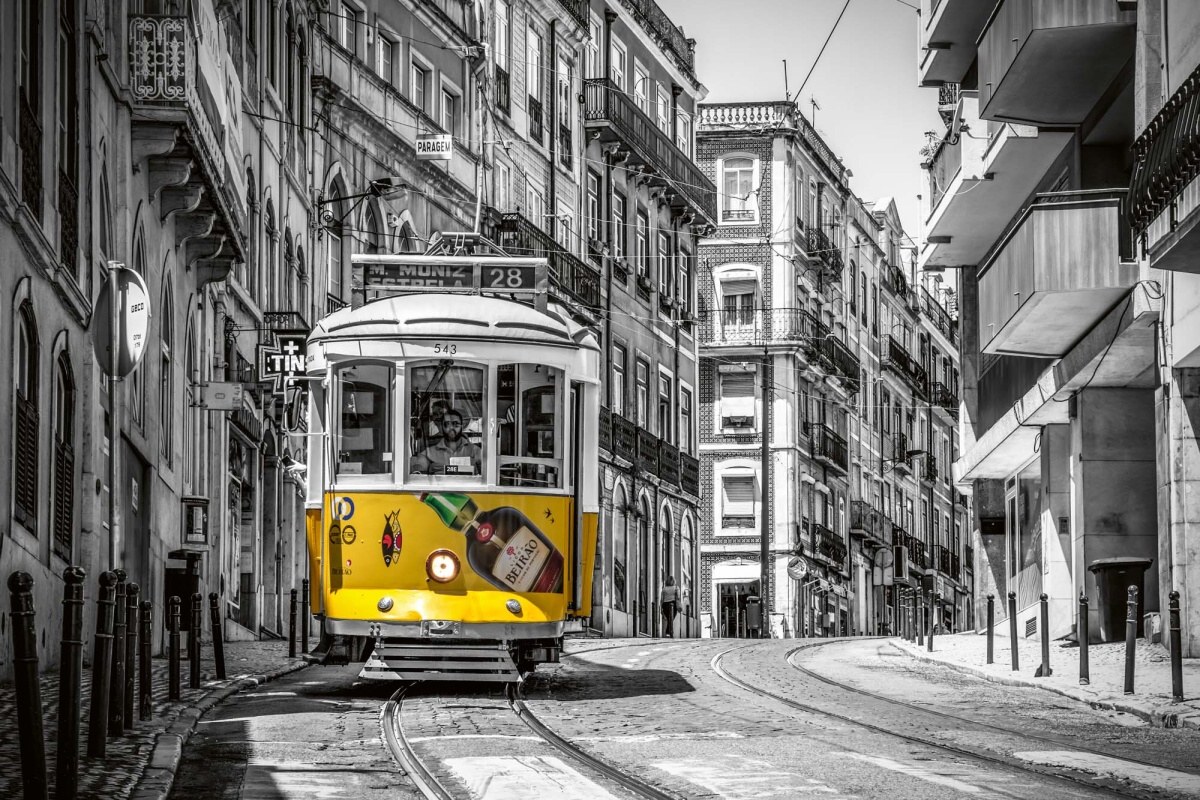 Fototapeta MS-5-2893 Žltá električka Lisabon 375 x 250 cm