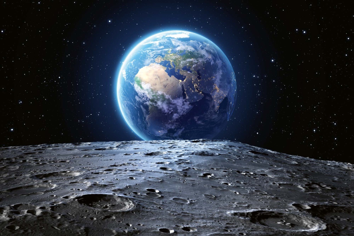 Fototapeta MS-5-2331 Modrá Zem z Mesiaca 375 x 250 cm