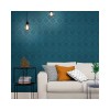 Tapeta do obývačky retro vzhľadu so symetrickým vzorom - modrá, zlatá