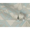 Tapeta s geometrickým vzorom a metalickým akcentom - modrá, strieborná, sivá