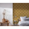 Tapeta do spálne v štýle Art Deco zlatá, retro dizajn - okrová, žltá, béžová