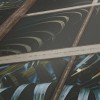 Vliesová tapeta so vzorom priemyselného okna a pohľadom do džungle – hnedá, benzínová, čierna detail