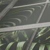 Vliesová tapeta so vzorom priemyselného okna a pohľadom do džungle – šedá, zelená, čierna detail