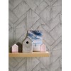 Betónová tapeta do izby geometrický dizajn a opotrebovaný vzhľad - sivá, biela, antracitová