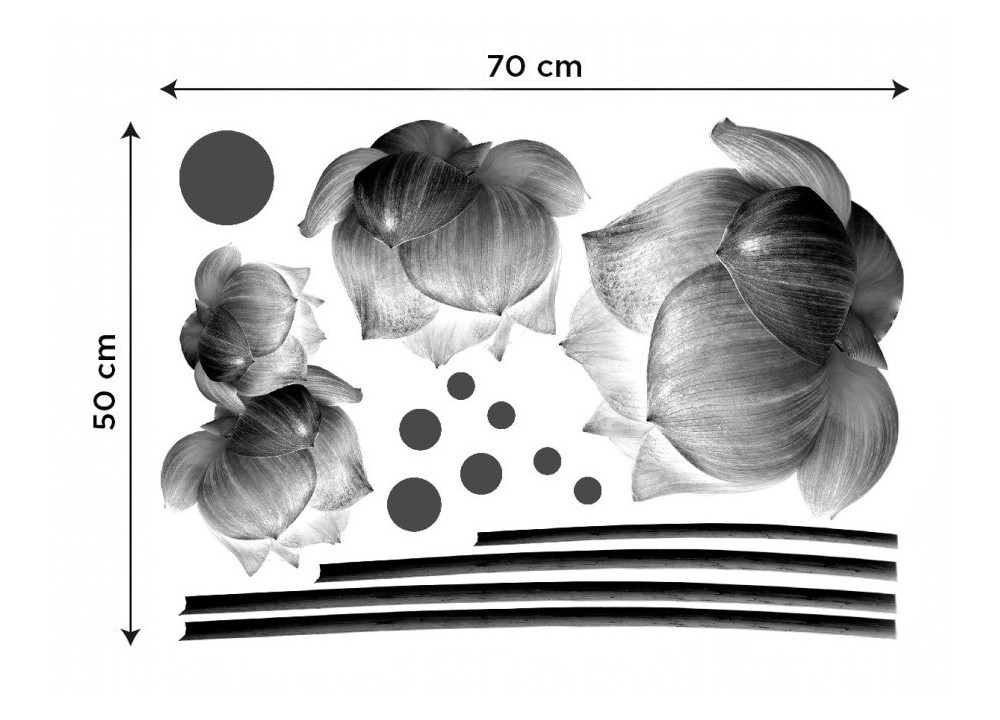 Dekoračné nálepky na stenu Šedé ruže - 50 x 70 cm 