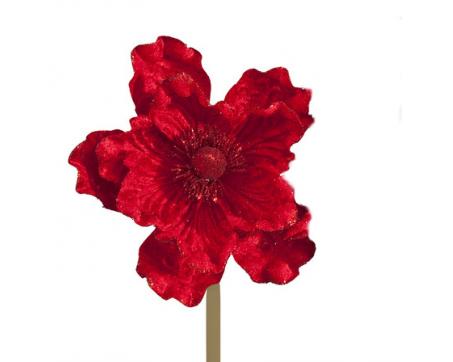Dekoračný vianočný kvet - červený 20 cm