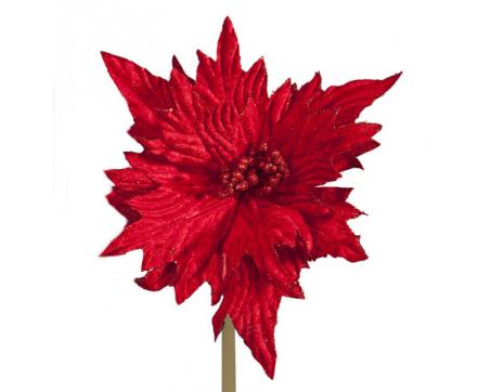 Dekoračný vianočný kvet - červený 25 cm