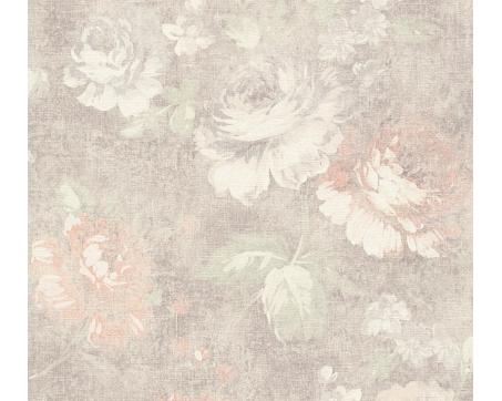 Prírodná kvetinová vintage tapeta - hnedá, červená 33604-2
