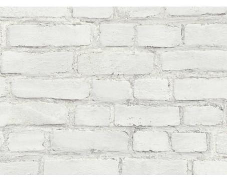 Vliesová tapeta s vzhľadom natretého tehlového muriva - biela, sivá, rolka: 10,05 m x 0,53 m (5,33 m²) , TA-309374142