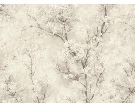Prírodná tapeta s kvitnúcimi konárikmi - krémová, sivá 37420-2
