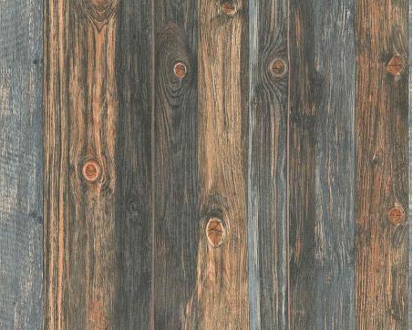 Drevená tapeta s motívom dosiek, drevenou štruktúrou a kresbou – hnedá, šedá, béžová, rozmer: 10,05 m x 0,53 m (5,33 m²), TA-309908612